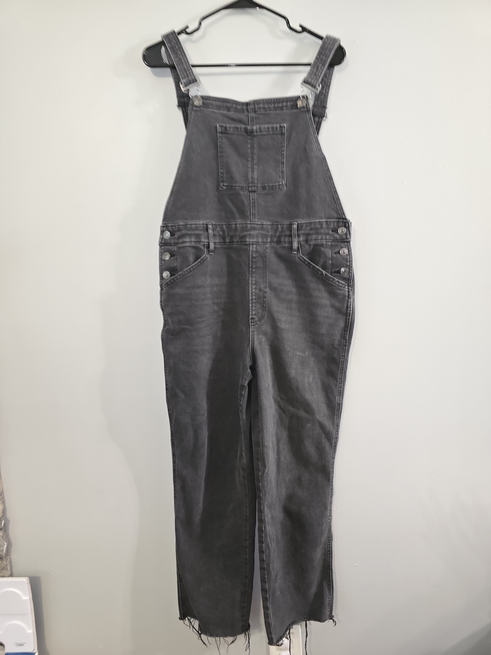 Express Women's Charcoal Gray Denim Overalls